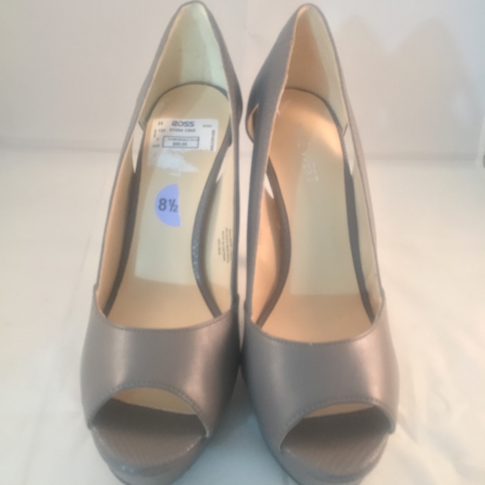 Nine West Gray Open Toe Pumps 8.5M
